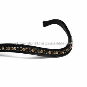 Cristales multicolores de una sola fila personalizados, piedras brillantes con incrustaciones de diamantes, banda de ceja de caballo de cuero con canal vacío - Product Image 1