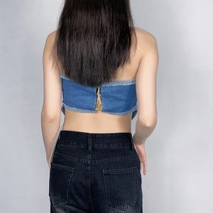 Nuevo Top Casual de Moda para Chicas, Sexy y Moderno, de Mezclilla sin Mangas, Corto - Product Image 5