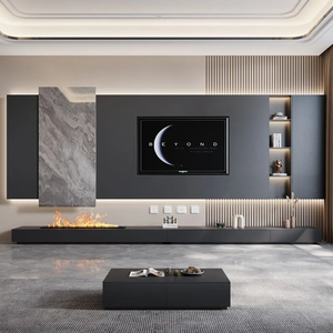 Meuble TV sur pied en bois noir, design moderne et minimaliste, luxe, écologique, construction durable, résistant à l'humidité pour les téléviseurs - Product Image 1