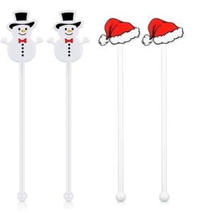 Santa hat màu sắc cổ điển cà phê khuấy nhựa sự gian lận thanh nóng ca cao thanh sô cô la trang trí tái sử dụng Cocktail Mixer - Product Image 1