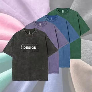 T-shirt pour homme surdimensionné en coton 100% de haute qualité, poids lourd, lavage à l'acide, style vintage, style streetwear, anti-froissement, séchage rapide - Product Image 2