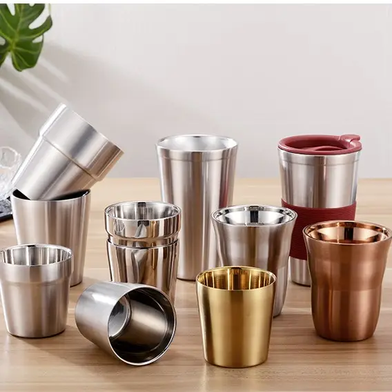 Stackable phong cách Hàn Quốc 6oz 10oz thép bia Mug đôi tường thép không gỉ cốc cốc uống trà