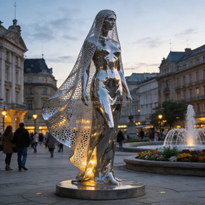 <span class=keywords><strong>Escultura</strong></span> <span class=keywords><strong>de</strong></span> <span class=keywords><strong>Mujer</strong></span> <span class=keywords><strong>con</strong></span> <span class=keywords><strong>Velo</strong></span> en Acero Inoxidable Pulido a Espejo Personalizada - Arte Metálico OEM/ODM para Plaza Urbana y Galería - Product Image 4