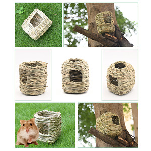 Nido redondo tejido de paja para mascotas, 11,5x10,5 cm, para hámster, conejillo de indias, chinchilla, erizo, casa para dormir - Product Image 2