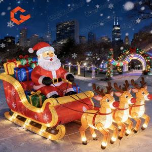 <span class=keywords><strong>Père</strong></span> <span class=keywords><strong>Noël</strong></span> gonflable suspendu sur un traîneau de rennes avec lumières LED, décoration de <span class=keywords><strong>Noël</strong></span> pour centre commercial - Product Image 3