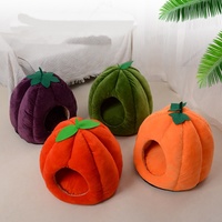 Maison pour chat et chien semi-fermée en velours moderne de luxe, lit pour chaton, housse amovible, lavable, accessoires pour animaux de compagnie, cadeau de Noël