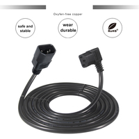 Câble d'alimentation Euro 1,0 mm C13 vers C14 IEC, prise C14 vers prise C13 à angle droit pour ordinateur, appareils électroménagers et équipements de centre de données
