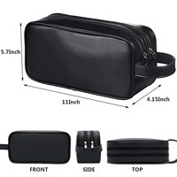 Sac de toilette de voyage zippé en cuir PU souple, pour hommes et femmes, organiseur de voyage, rangement