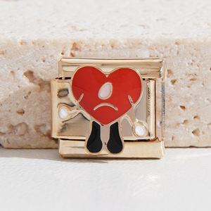 Accesorios Rosados, Dijes Italianos para Pulseras DIY de Acero Inoxidable, Dijes de Corazón, Sonrisa y Boca Chapados en Oro para Mujeres y Niñas - Product Image 6