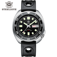 Jam Tangan Selam Turtle STEELDIVE SD1970W Terbaru, Tahan Air 200M, Bezel Keramik, Kaca Safir, Otomatis, Dilengkapi Hari dan Tanggal