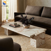 Table basse moderne en marbre, style minimaliste, plateau en pierre naturelle avec pieds en métal, tendance 2026, décoration pour la maison, le bureau et le salon