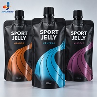 Pochettes souples personnalisées avec logo de marque, 200 ml, anti-fuite, en plastique alimentaire, avec bec verseur, pour jus de fruits, gelée comestible et boissons sportives