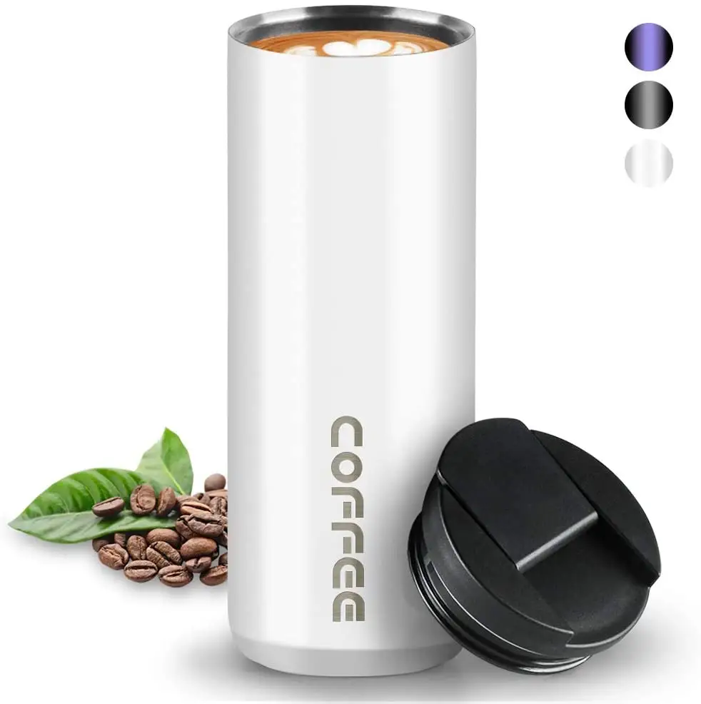 450ml 400ml Portable Custom Logo Vacuum Insulated Sublimation Stainless Steel Travel Coffee Mug with handle Lid and Straw