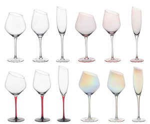 99% Light Transmittance Eco-Friendly Modern Luxury Angled Iridescent Goblet Pink /Wine/Cocktail Glass 201-300ml Hotels - Product Image 6