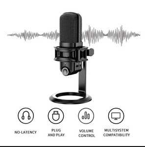 Micrófono de Condensador USB <span class=keywords><strong>Cardioide</strong></span> Metálico BKD-20 de 20Hz-20KHz, Económico, con Soporte Antivibratorio para Voces, Menos de 200 - Product Image 2