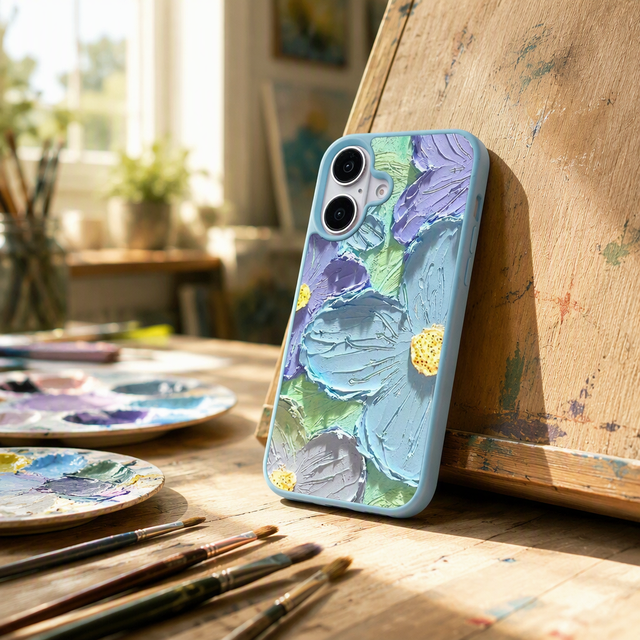 Fashion Cute Floral Oil Painting Phone Cover for iPhone Models 2in1 Detachable Printed Anti Scratch Shock Protective Case