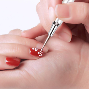 Nouveau stylo à pointillage d'art d'ongle à Double tête cire/pointe de Silicone outils d'art de manucure <span class=keywords><strong>brosse</strong></span> strass poignée tête en métal <span class=keywords><strong>perceuse</strong></span> à pointe d'ongle - Product Image 3