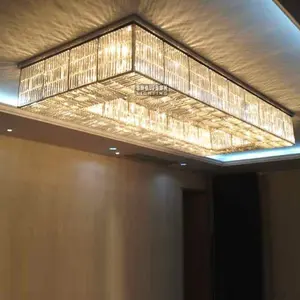 Modern Popular Rectangle Crystal Chandelier Ceiling Light For Home Decoration