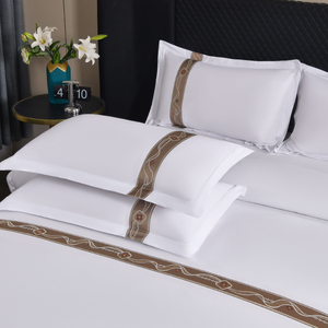 Drap de lit blanc de luxe <span class=keywords><strong>King</strong></span> 100% coton ensemble de literie pour hôtel - Product Image 4