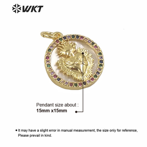 WT-MP167 Très Offres Spéciales plaqué or coeur pendentif amour coeur or vadrouille CZ RÉGLAGE coeur femmes pendentif religieux - Product Image 6