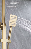 Robinetterie de luxe haut de gamme pour hôtels, mitigeur de douche mural réglable en cuivre brossé doré, avec pommeau de douche chaud/froid