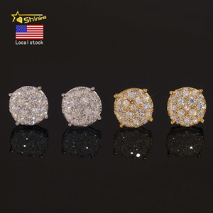 USA Warehouse Fast Shipping Sterling Silver 925 Iced Out VVS Moissanite Lb Diamond <strong>Fine</strong> Jewelry Stud <strong>Earrings</strong> - Product Image 1