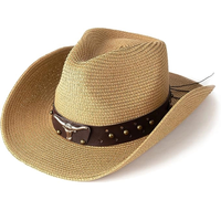 OEM ODM personalizado hombres desgastado adulto crema occidental una pieza moda Sombreros Vintage diseñador vaquero gorra de paja sombrero