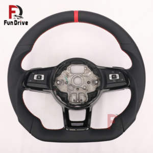 Volante de cuero para interior de Volkswagen <span class=keywords><strong>Polo</strong></span> 6R, Scirocco, Jetta, Tiguan T6, Passat B6, B7, B8, Amarok, Eos, Variant, R-Line. - Product Image 5