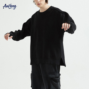 เสื้อสเวตเชิ้ตเทอร์รี่คอตตอน 430 กรัม ผู้ชาย สไตล์วินเทจ ทรงโอเวอร์ไซส์ คอกลม สีพื้น สตรีทแวร์ รับผลิตตามแบบ OEM - Product Image 1