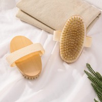 Brosse de massage ovale moderne en bambou de haute qualité pour le corps, exfoliante, pour la douche, pour peaux sèches, en poils de porc, pour le bain