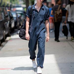 Pantaloni da <span class=keywords><strong>Uomo</strong></span> con Colletto a Risvolto, Vestibilità Ampia, Tinta Unita, Design Multi-Tasca, Tuta Casual - Product Image 3