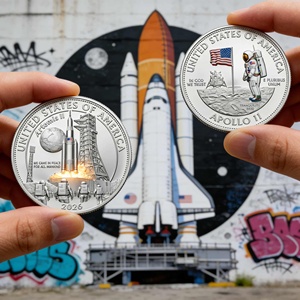 Pièce de monnaie commémorative 3D de l'atterrissage de la NASA sur la Lune en 1969 (<span class=keywords><strong>Apollo</strong></span> <span class=keywords><strong>11</strong></span>) - Cadeau de collection pour les passionnés d'exploration spatiale - Product Image 1