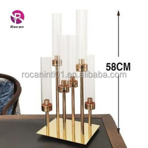 Candelabro a 10 Bracci Portacandele Dorato Lucido per Centrotavola Matrimoniali Decorazione Luminosa - Product Image 6