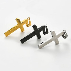 Pendentif Croix Classique en Acier Inoxydable avec Lettres pour Hommes et Femmes, Collier Ras du Cou Simple, Breloques, Apprêts de Bijoux DIY, Cadeaux - Product Image 5