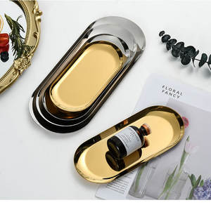 業務用 韓国風オーバル型ステンレスフードウェディングトレイ皿 304調理器具 SUS201ゴールドトレイディナープレート 家庭用 - Product Image 5