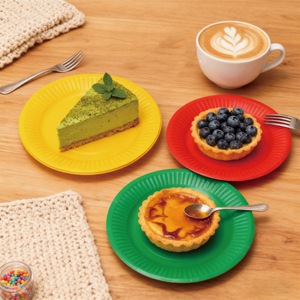 Assiette ronde en papier pour fête d'anniversaire colorée jetable - Product Image 1