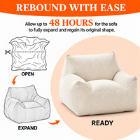 Fauteuil pouf moderne en velours côtelé blanc, confortable, pour la détente, compressé sous vide, sans cadre, pour enfants et adultes, pour la maison