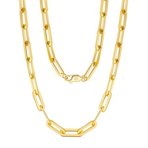 Venta al por mayor <span class=keywords><strong>italiano</strong></span> 925 plata esterlina 18K <span class=keywords><strong>14K</strong></span> chapado en <span class=keywords><strong>oro</strong></span> Paperclip enlace cadenas collar de cadena gruesa para Mujeres Hombres - Product Image 1
