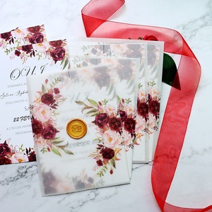 Invitations de mariage en velours <span class=keywords><strong>à</strong></span> impression florale avec sceau de cire de Logo personnalisé et cartes d'<span class=keywords><strong>invitation</strong></span> d'<span class=keywords><strong>anniversaire</strong></span> personnalisées <span class=keywords><strong>à</strong></span> impression colorée - Product Image 3