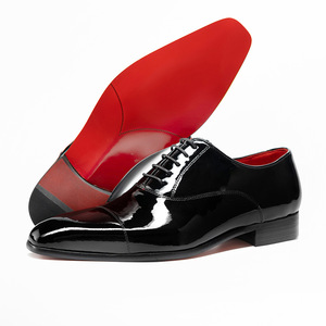 Zapatos Oxford de Vestir para Hombre, de Charol, con Punta en Pico, Suela Roja, con Cordones, Estilo Sólido, Antideslizantes, para Todas las Temporadas, para Oficina - Product Image 1