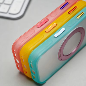 เคสโทรศัพท์แม่เหล็กแบบด้านหรูหราสำหรับ iPhone 17 15 16 Pro Max พร้อมการปกป้อง 360 องศา °   ขาตั้งแหวนพร้อมปุ่มสัมผัส AI ฝาครอบกันกระแทก - Product Image 3