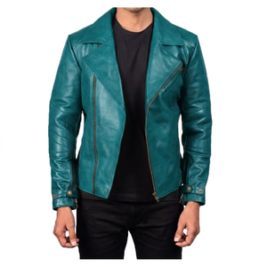 Veste en cuir PU pour hommes, style motard, fabricant OEM, logo personnalisé, veste en similicuir pour hommes, veste zippée pour motards, fournisseur - Product Image 3