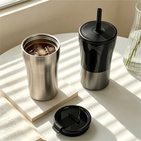Mug de voyage isotherme en acier inoxydable à double paroi de qualité supérieure, 16 oz, avec 3 bouchons interchangeables