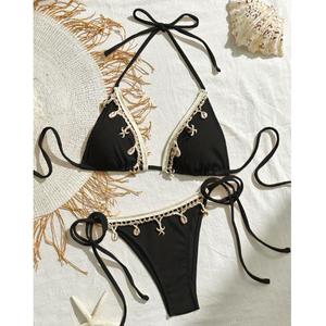 Bikini da donna blu <span class=keywords><strong>cielo</strong></span> Beachwear Nice Shell Three-Point Formula Open Back Personalizzato 2026 Hot Sandbeach - Product Image 4