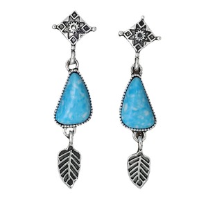 Orecchini Pendenti Vintage con Foglia e Piuma in Turchese, Stile Bohémien, Gioielli Etnici alla Moda per Donne - Product Image 5