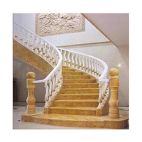 Escalier en spirale en marbre doré naturel, style industriel moderne et durable pour hôtel, avec garantie à vie