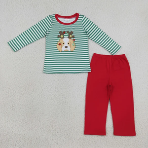 Vêtements de Thanksgiving pour enfants, ensembles de vêtements brodés avec des citrouilles, des chiens et des rayures pour bébés garçons - Product Image 3