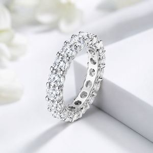 Hot Sale Classic 5mm 0.5CT 925 Sterling <b>Silver</b> Personalized Hip Hop Certified Moissanite <b>Eternity</b> Band Tennis <b>Ring</b> for Women - Product Image 3