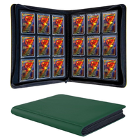 Carpeta de 9 ranuras y 9 bolsillos con cubierta de cuero PU de página fija para tarjetas deportivas, álbum de colección y portafolio para TCG y tarjetas