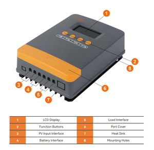 Powmr 25A 35A 45A năng lượng mặt trời CHARGE <span class=keywords><strong>CONTROLLER</strong></span> 12V/24V tự động <span class=keywords><strong>MPPT</strong></span> năng lượng mặt trời charge <span class=keywords><strong>controller</strong></span> - Product Image 6